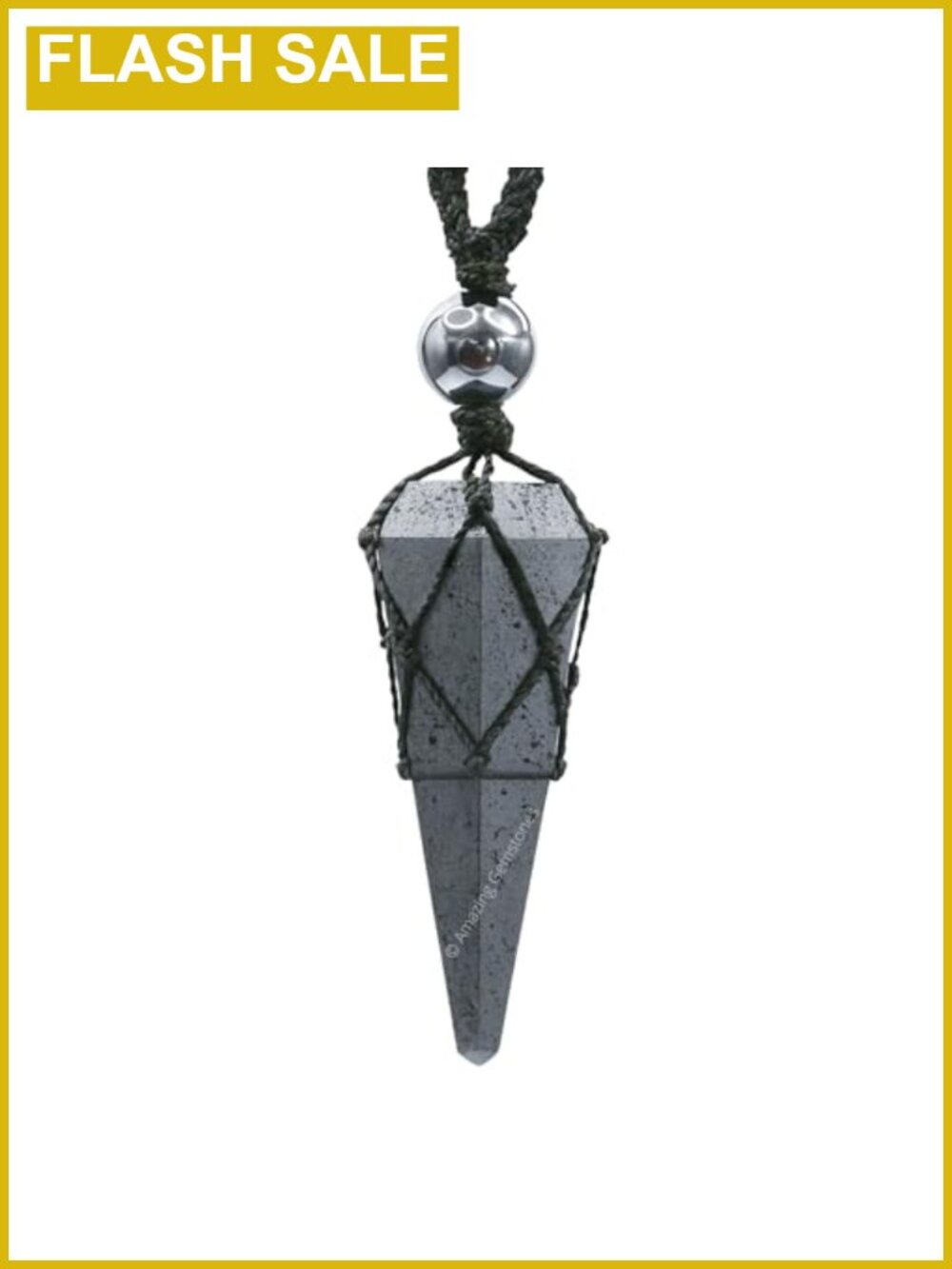 Hematite Crystal Pendulum Necklace Men's Healing Stone Jewelry